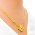 fancy-petite-single-gold-clover-21k-necklace-set