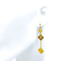 Radiant Twin Clover 21k Gold Hanging Earrings 