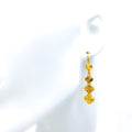 Reflective Graduating Three Clover 21k Gold Hanging Earrings 