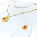 Twinkling Triangle 22k Gold CZ Necklace Set 