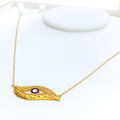 Elegant Evil Eye 21k Gold CZ Necklace 