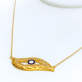 Elegant Evil Eye 21k Gold CZ Necklace 