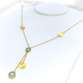 Delicate Dangling Flower 21k Gold Necklace 