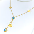 Delicate Dangling Flower 21k Gold Necklace 