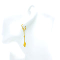 Elegant Sleek 21k Gold Hanging Floral Earrings 