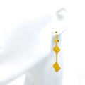 Trendy Dazzling 21k Gold Clover Hanging Earrings 