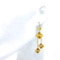 Stunning Multi-Flower 21k Gold Hanging Earrings 