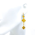 Sparkling Palatial 21k Gold Clover Hanging Earrings 