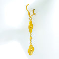 Sparkling Palatial 21k Gold Clover Hanging Earrings 