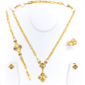 Radiant Reflective 5-Piece 21k Gold Clover Necklace Set 