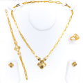 Graceful Delicate 5-Piece 21k Gold Clover Necklace Set 
