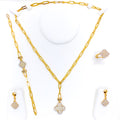 Magnificent Reversable 5-Piece 21k Gold Clover Necklace Set 