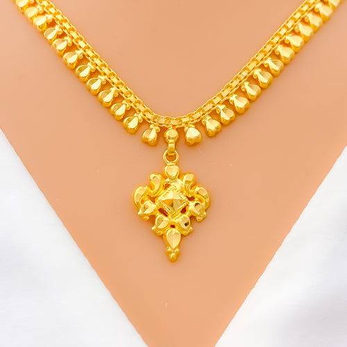 Dazzling 22k Gold Heart Adorned Necklace 