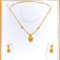 Dainty Dangling Drop 22k Gold Necklace Set