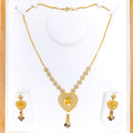 Fancy Mesh Heart 22k Gold Necklace Set 