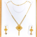 Palatial Floral Square 22k Gold Necklace Set 