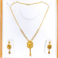 Dapper Floral Hexagon 22k Gold Necklace Set 