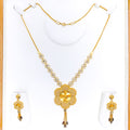 Gorgeous Mesh Flower 22k Gold Necklace Set 