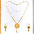 Posh Dangling Floral 22k Gold Necklace Set 