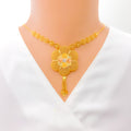 Netted Dome Flower 22k Gold Necklace Set 