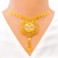 Netted Dome Flower 22k Gold Necklace Set 