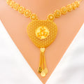 Fancy Mesh Heart 22k Gold Necklace Set 