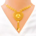 Fancy Mesh Heart 22k Gold Necklace Set 