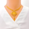 Palatial Floral Square 22k Gold Necklace Set 