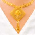 Palatial Floral Square 22k Gold Necklace Set 