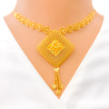 Palatial Floral Square 22k Gold Necklace Set 