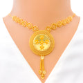 Reflective Round 22k Gold Jali Necklace Set 