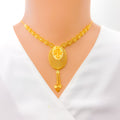 Ritzy Oval Netted 22k Gold Necklace Set