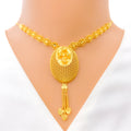 Ritzy Oval Netted 22k Gold Necklace Set