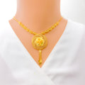 Posh Dangling Floral 22k Gold Necklace Set 