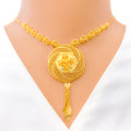 Posh Dangling Floral 22k Gold Necklace Set 