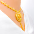 Posh Dangling Floral 22k Gold Necklace Set 