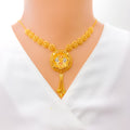 Majestic Floral Filigree 22k Gold Necklace Set 