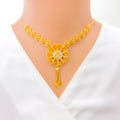 Versatile Blooming Flower 22k Gold Necklace Set 