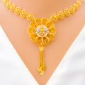 Versatile Blooming Flower 22k Gold Necklace Set 