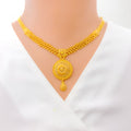 Decorative Paisley Accented 22k Gold Necklace Set