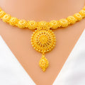 Festive Round Floral 22k Gold Necklace Set