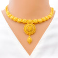 Festive Round Floral 22k Gold Necklace Set