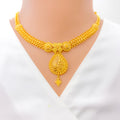 Traditional Netted Drop 22k Gold Necklace Set