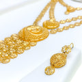 Layered Dangling Flower 5-Piece 21k Gold Necklace Set 