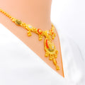 Vibrant Hanging Tassel 22k Gold Chand Necklace Set