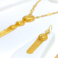 Royal Rectangle 5-Piece 21k Gold Long Necklace Set 