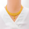 Distinct Elevated Mesh 22k Gold Necklace Set