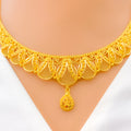 Distinct Elevated Mesh 22k Gold Necklace Set