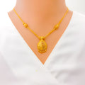 Dainty Dangling Drop 22k Gold Necklace Set