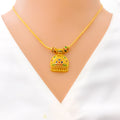 Dressy Colorful 22k Gold Half Dome Necklace Set